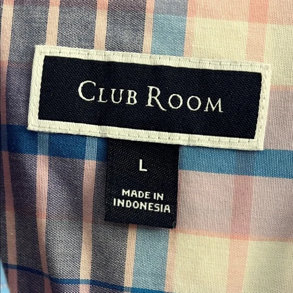 Club Room Men's Pink and Blue Plaid Shirt - Picture 2 of 5
